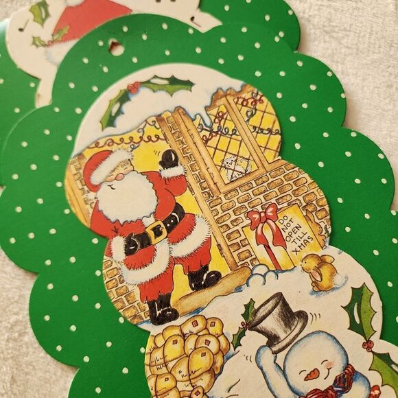 Vintage Christmas Cardboard Wall Decor with Santa and Snowmen - Picture 10 of 10
